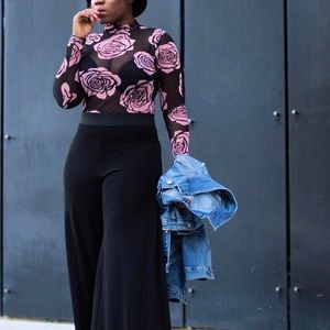 Sheer floral bodysuit